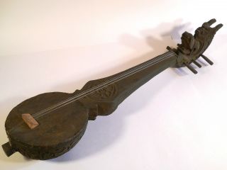 Antique Himalayan Guitar - Handmade Folk Guitar - Hand Carved Wood Nr photo