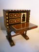 Miniature Islamic Marquetry Inlaid Wood Cabinet Box With Fall Front,  8 1/2in. Middle East photo 7