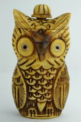 Asian Old Collectibles Decorated Wonderful Handwork Carving Owl Snuff Bottle photo