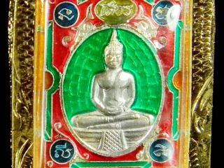 Be:2537 Enamel Phra Phuttha Sothorn Wat Sothon Wara Ram Worawihan Buddha Amulet photo