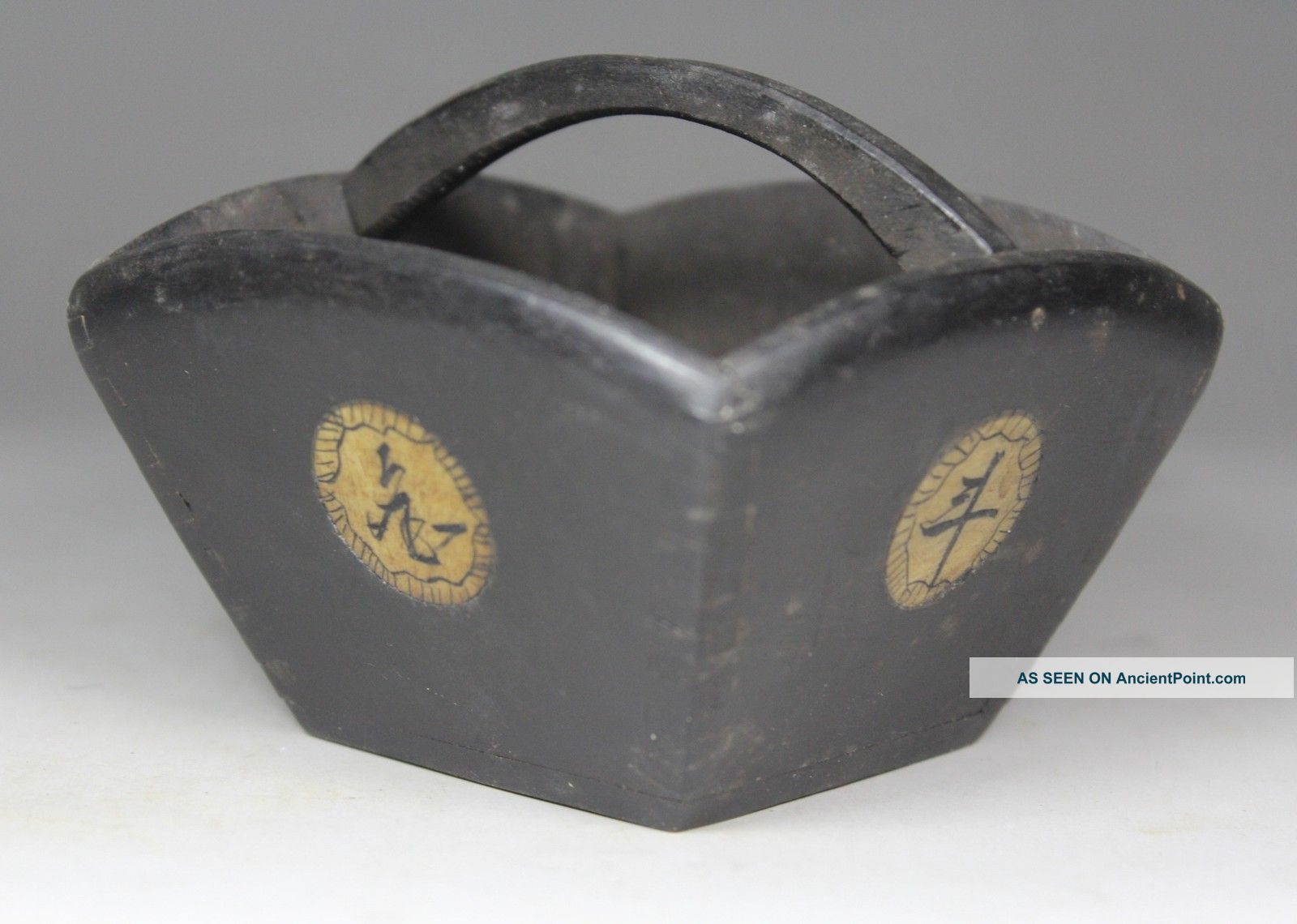Chinese Handwork Carving Old Wood Grain Measuring Tool Pots photo