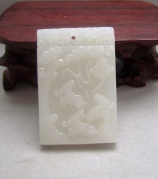 Chinese Elegant Soft Jade Carving He Tian Jade Pendant 001 photo