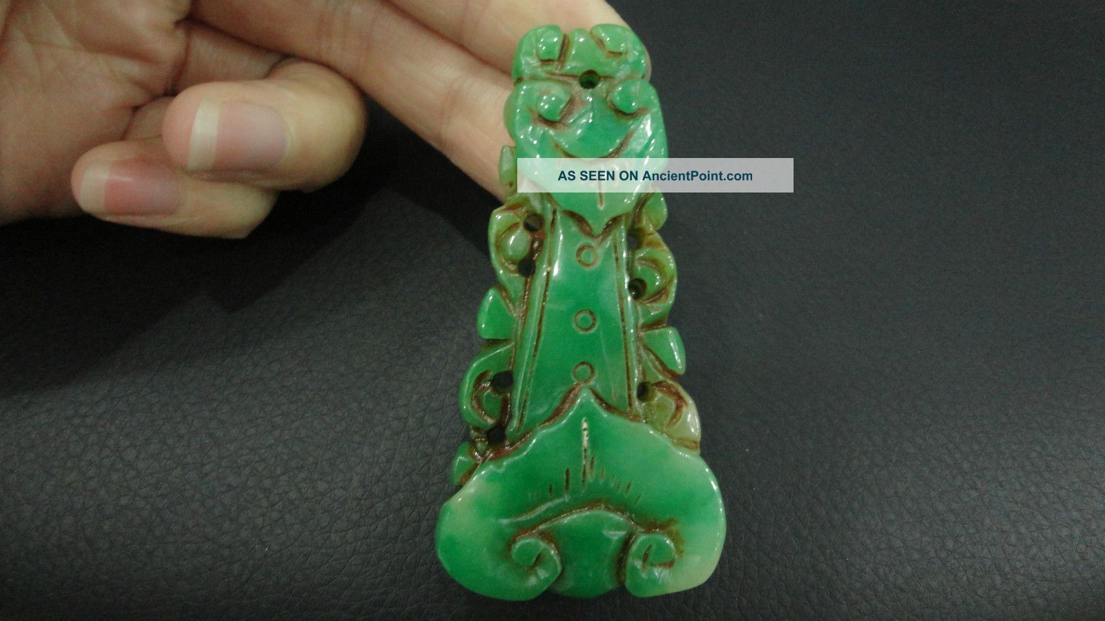 Chinese Antique Jade Pendant / Perfect Green Jade Pendant/ruyi Plaque111 Necklaces & Pendants photo