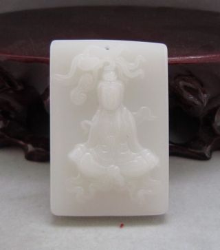 Chinese Elegant Soft Jade Carving He Tian Jade Pendant 016 photo