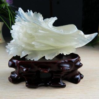 A Perfect Antique Hand Carved Natural Hetian Jade Cabbage Statue photo