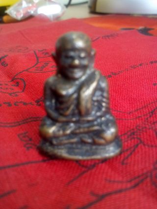 Antique Buddha Statue Lp Ngern Amulet Pendant Nr photo