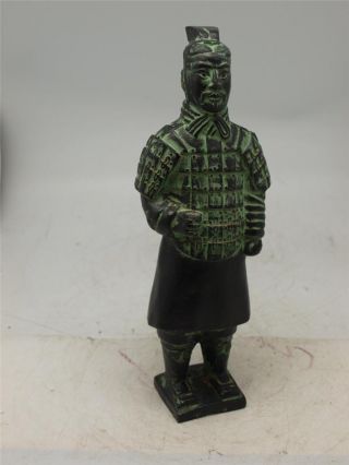 Chinese Bronze Figure Of A Terracotta Army Soldier - Verdigris Patination photo