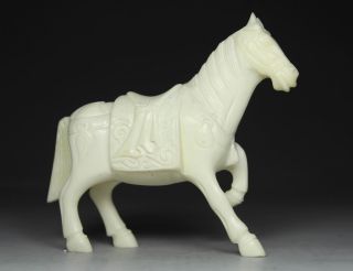 Chinese Handwork Carving Horse Old Bone Statue photo