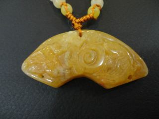 Chinese Jade Pendant/lucky Bird And Fu/yellow Jade Pendant photo