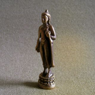 Holy Stand Buddha Sculpture Good Luck Safety Charm Thai Amulet photo