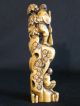 Antique Japanese Ox Bone 象牙 Okimono Carving Figural Group Signed Good Condition Statues photo 9