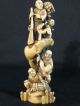 Antique Japanese Ox Bone 象牙 Okimono Carving Figural Group Signed Good Condition Statues photo 1