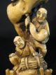 Antique Japanese Ox Bone 象牙 Okimono Carving Figural Group Signed Good Condition Statues photo 5