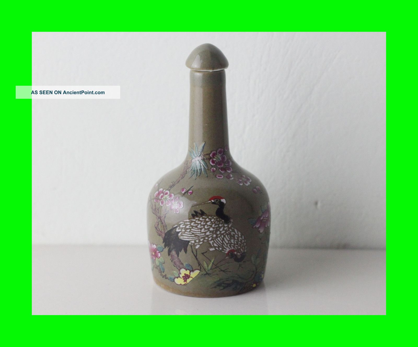 Antique Hand - Painted Crane And Plum Blossom Painting Old Porcelain Snuff Bottle Snuff Bottles photo