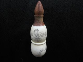 Ancient Chinese Ox Bone Carving Belle Snuff Bottle photo