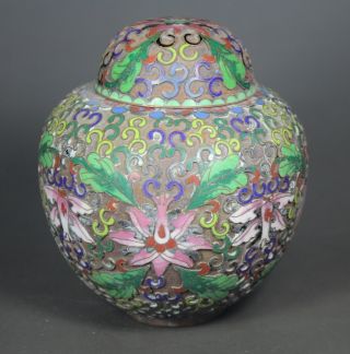 Chinese Handwork Painting Flower Old Cloisonne Pot photo