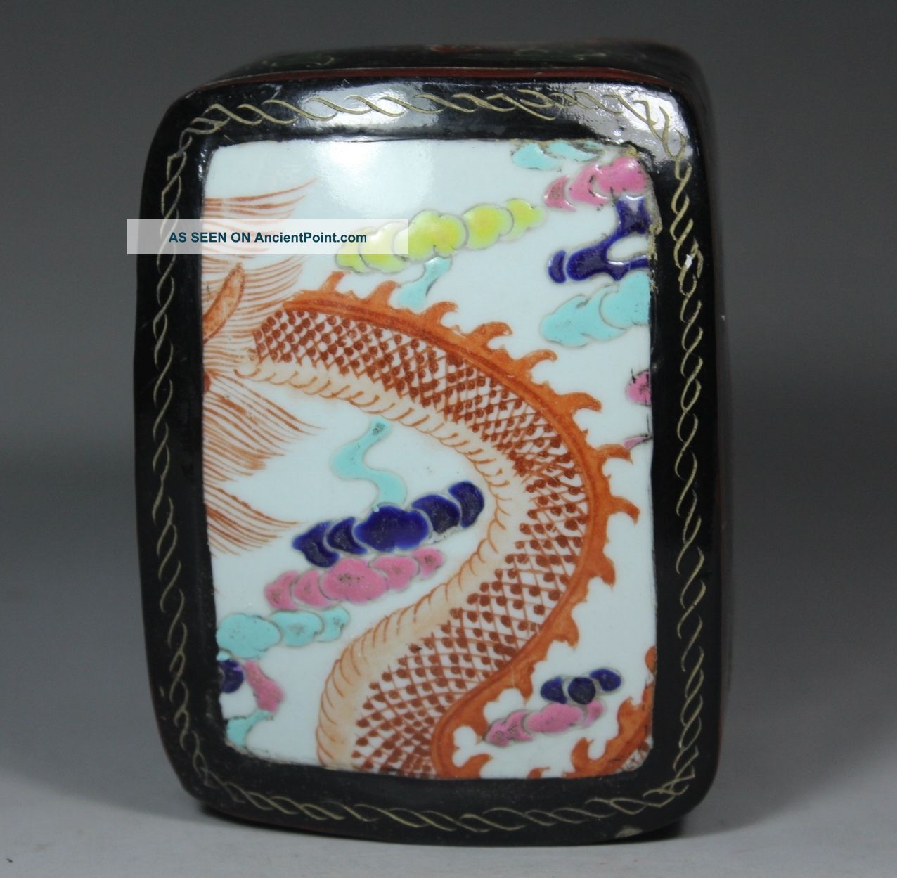 Chinese Handwork Painting Flower Dragon Old Lacquer Jewel Box Boxes photo