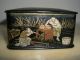 Antique Hand Painted Japanese Black Lacquer Box Boxes photo 1