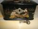 Antique Hand Painted Japanese Black Lacquer Box Boxes photo 2
