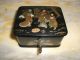 Antique Hand Painted Japanese Black Lacquer Box Boxes photo 3
