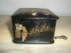 Antique Hand Painted Japanese Black Lacquer Box Boxes photo 4