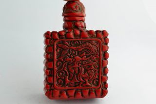 Asian Old Collectibles Decorated Wonderful Handwork Coral Dragon Snuff Bottle photo