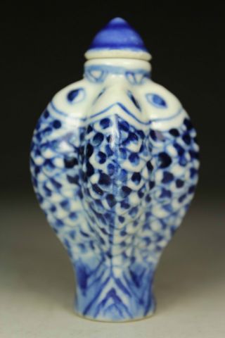 Chinese Old Porcelain Handwork Painting Fish Snuff Bottle photo