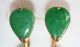 Antique Chinese 22k Gold Emerald Green Jadeite Jade Dangling Screw Back Earrings Other photo 2