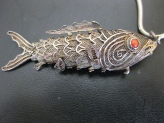 Antique Chinese Very Unique S/silver Fish Pendant photo