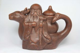 Chinese Old Purple Clay Handwork Carved Immortal David ' S Deer Swan Tea Pot photo