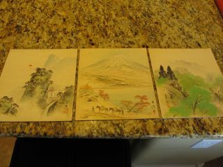 Antique Japanese Paintings Signed 10 3/4 
