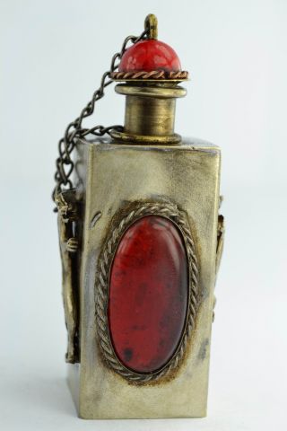 Asian Old Collectibles Decorated Wonderful Handwork Jade Panther Snuff Bottle photo