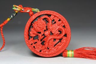 Chinese Lacquer Wonderful Handwork Carving Dragon Pendant Decoration photo