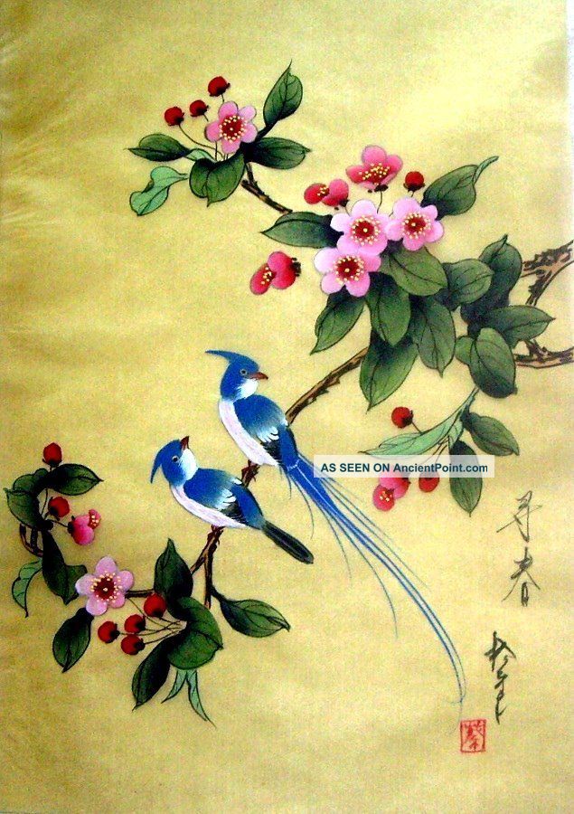 Japanese Hand Painted Painting Bamboo Bird 1018