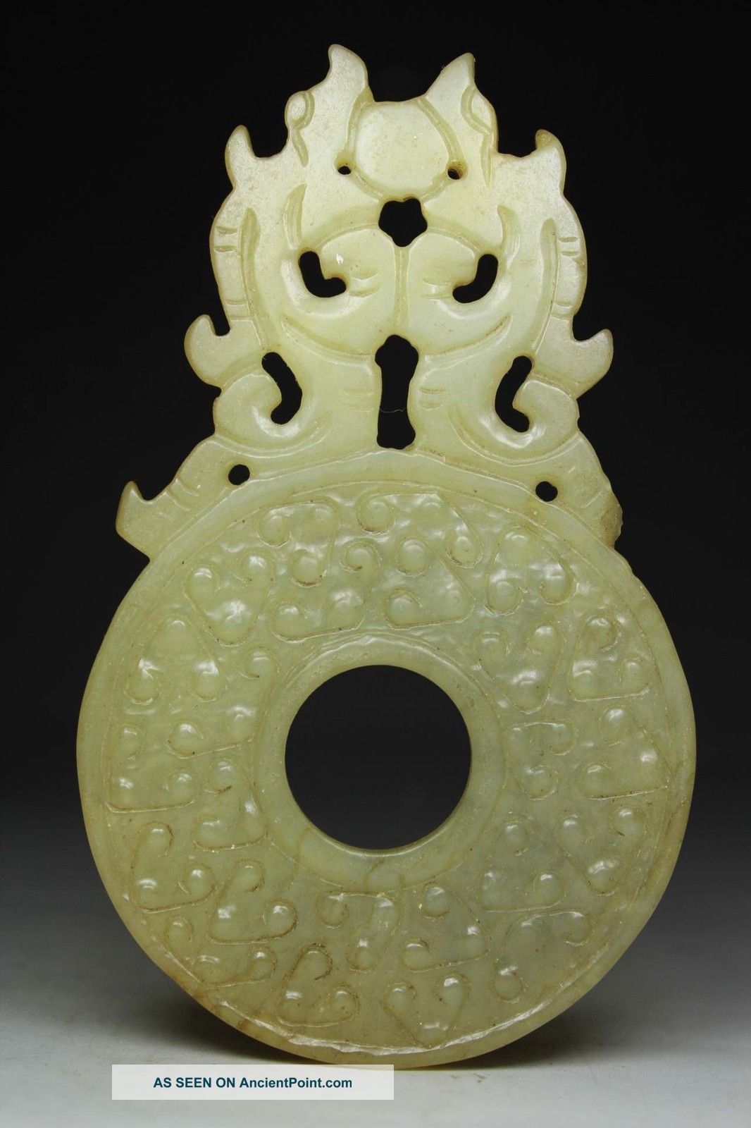 Chinese Old Jade Wonderful Handwork Carving Round 