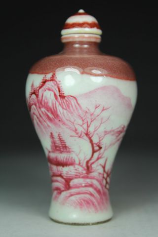 Chinese Old Porcelain Handwork Painting Landscape Snuff Bottle photo