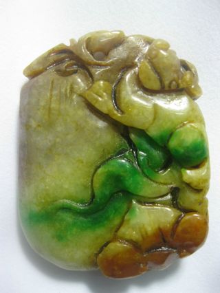 Antique Chinese Green Jade Pendant /chinese Hulu &animal Pendant photo