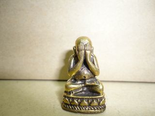 Phra Pidta Buddha Statue Luck Safe Charm Thai Amulet photo