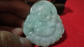 100%natural Green A Jade Jadeite Pendant/laughing Buddha&much Money/chinese photo