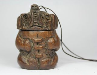 Chinese Handwork Carving Elephant Old Wood Box photo