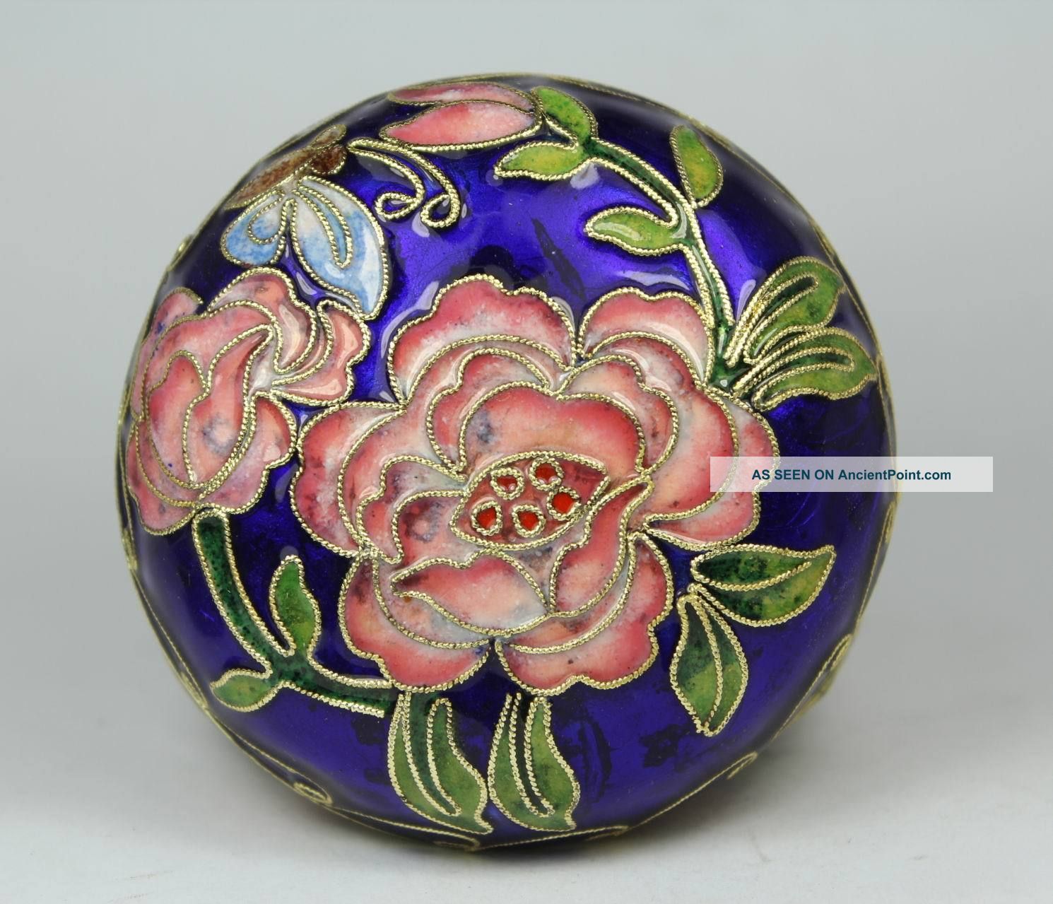 Chinese Handwork Painting Flower Old Cloisonne Jewel Box Cloisonne photo