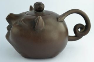 ❤ Orient Old Collectibles Handwork Delicate Zisha Pig Tea Pot ❤ photo