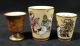 3 Antique Saigi Kutani Porcelain Saki Cups Artist Signed Miniature Calligraphy Glasses & Cups photo 1