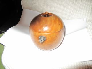 Antique Stye Wooden Apple Shaped Tea Caddy photo