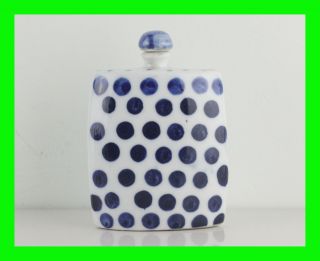 Asian Chinese Blue And White Porcelain Old Snuff Bottle,  Blue Round Dot photo