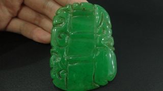 Prefect Chinese Antique Green Jade Pendant/large Green Flower Pendant/bamboo photo