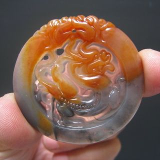 Natural Huanglong Jade The Pretty Color Hand - Carved Lucky Dragon Amulet 200 photo