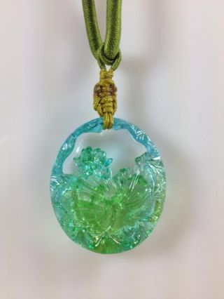 Liuligongfang Chinese Crystal Glass Pendant - - - Lotus Flower Ltd Ed New photo