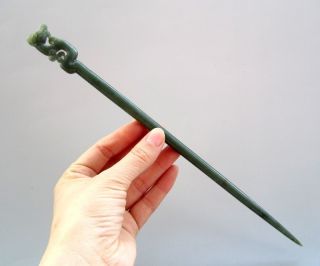 Antique Chinese Hetian Jade Dragon Hairpin Nr photo