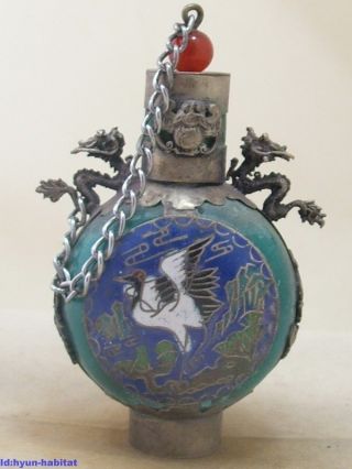 Special Chinese Hand - Made Natural Old Cloisonne And Jade Snuff Bottle 8299 photo